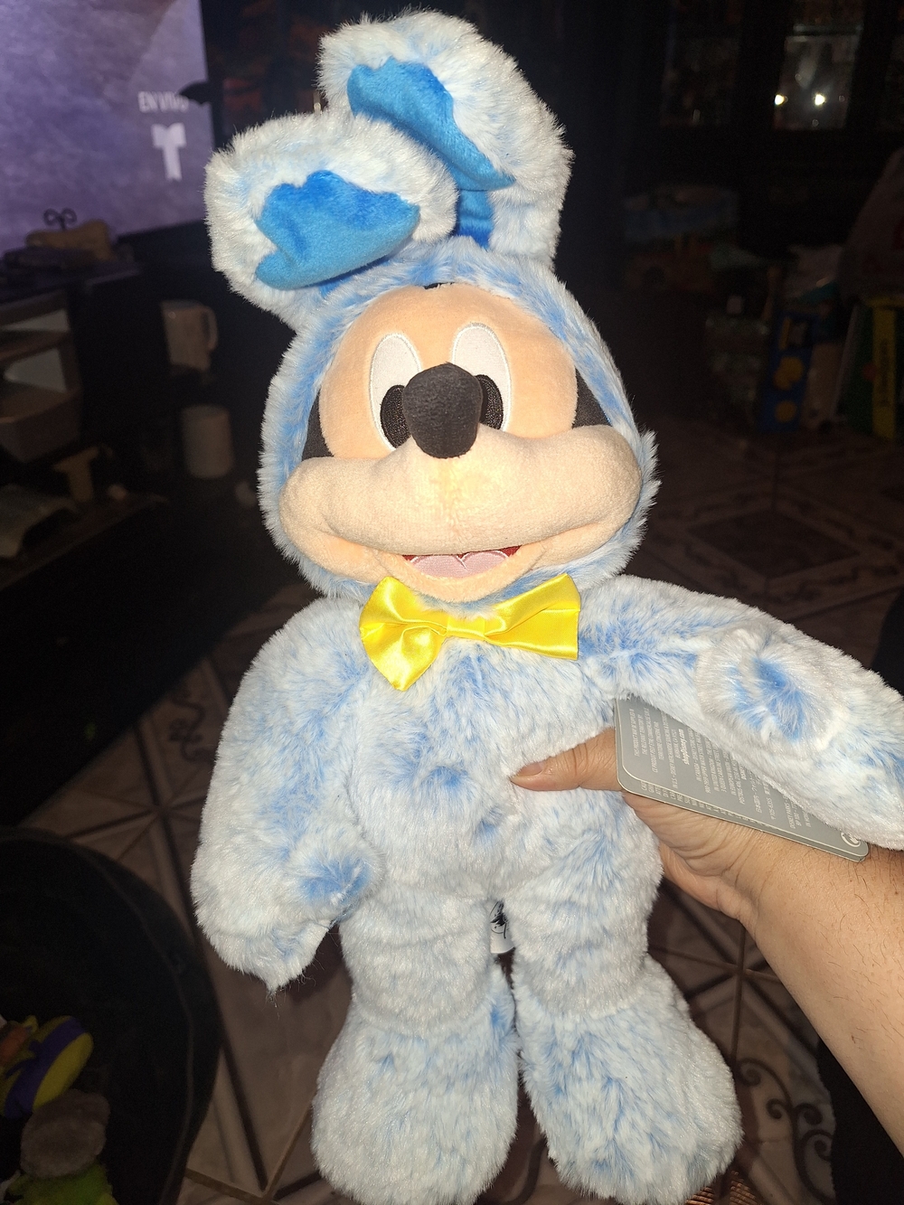 Disney Blue Bunny Mickey Plush with Yellow Bow